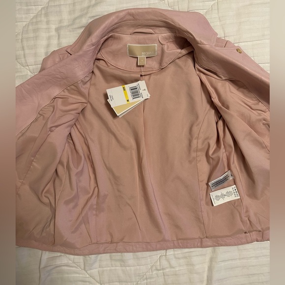 NEW WITH TAGS Michael Kors Pink Leather Jacket - Picture 8 of 9